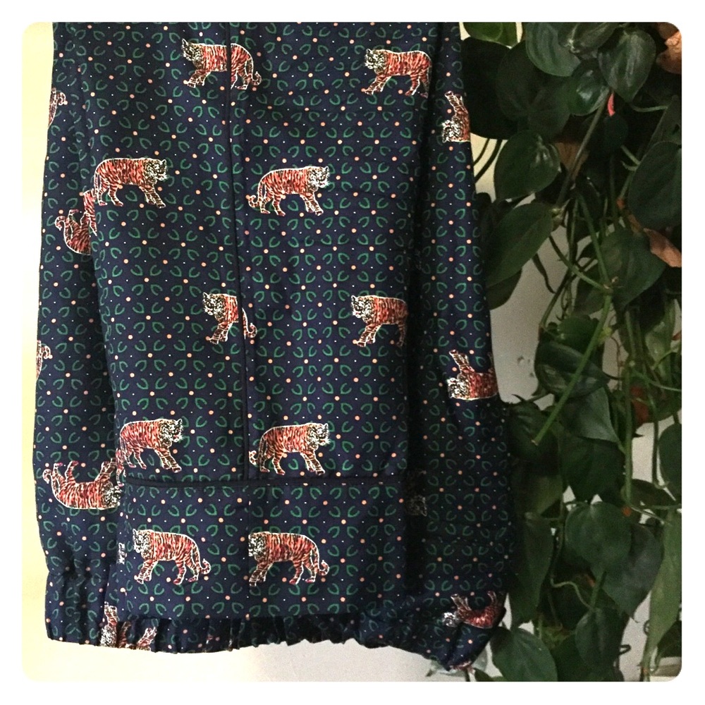 J.Crew silk tiger printed pants. US size 4.